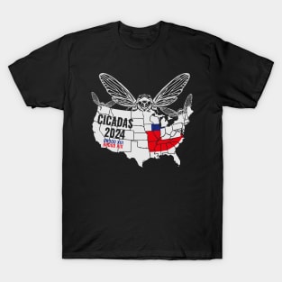 Cicada Map 2024 Cicada Emergence Cicadas Invasion T-Shirt